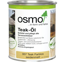 Dose Osmo Teak-Öl für außen, farblos und seidenmatt, zum Schutz und zur Pflege von Terrassenhölzern, Reichweite circa 18 Quadratmeter pro Anstrich.
