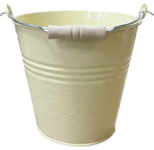 Metalleimer mit Drahtbügel und Holzgriff