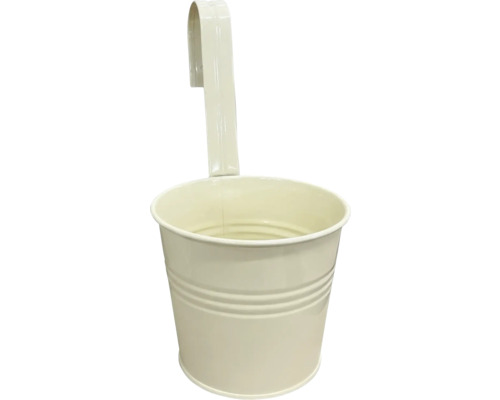 Blumentopf zum Hängen Lafiora Metall 17 x 12,5 x 31 cm lemonade Hängetopf aus Metall in Cremeweiß mit integriertem Aufhängebügel und horizontalen Rillen.