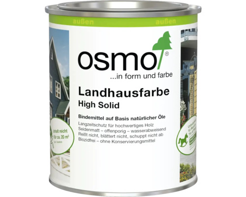 Osmo Landhausfarbe High Solid, Holzfarbe auf Naturölbasis für außen, seidenmatt, geeignet für Kinderspielzeug.