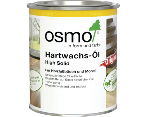 Osmo Hartwachs-Öl High Solid für Holzfußböden und Möbel im Innenbereich, wasserabweisend und trittfest, für circa 22 Quadratmeter.