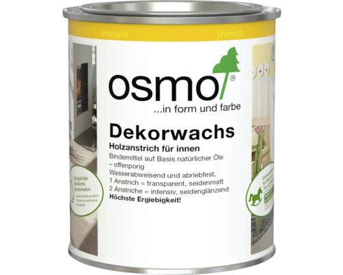 Dose Osmo Dekorwachs für Holz im Innenbereich auf Basis natürlicher Öle, wasserabweisend und abriebfest.