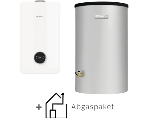 Bosch Gas-Brennwerttherme mit Warmwasserspeicher und Abgaspaket