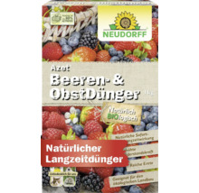 Neudorff Azet Beeren- und Obstdünger, ein Kilogramm, organischer Langzeitdünger, Verpackung aus über achtzig Prozent Altpapier, Neudorff Logo.