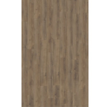 Laminatboden in Eichenoptik mit ausgeprägter Holzmaserung und Astlöchern.