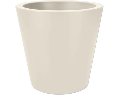Konischer Blumenübertopf aus glänzender Keramik in Creme.