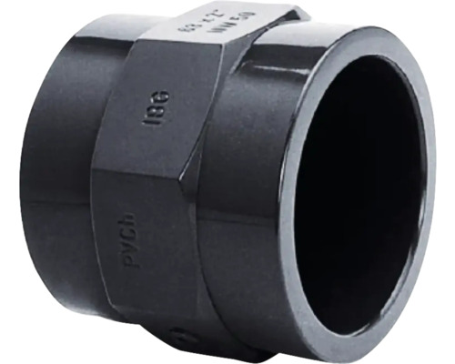PVC-U Fitting Muffe mit Sechskant, schwarz