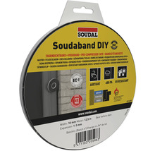 Soudal Soudaband DIY Fugendichtband, schwarz, 10 Millimeter breit, 12,5 Meter lang, Expansion 1 bis 3 Millimeter, luftdicht und UV-beständig.