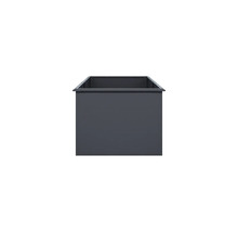 Rechteckiges Hochbeet aus Metall in Dunkelgrau.