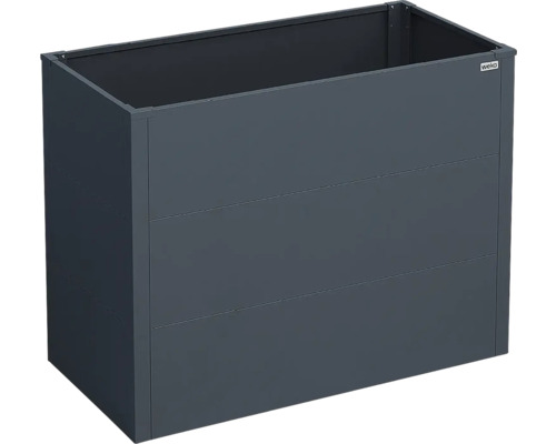 Rechteckiges Hochbeet von Weka aus dunkelgrauen Paneelen.