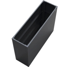 Hoher, rechteckiger Pflanzkasten aus Metall in Anthrazit für Garten und Terrasse.