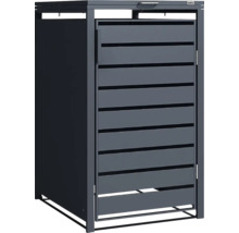 Weka Mülltonnenbox aus Metall mit Lamellentür und Klappdeckel für eine Mülltonne.