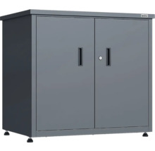 Weka Metall-Gartenschrank, anthrazit, zweitürig mit Schloss und verstellbaren Füßen.