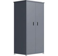 Weka Metall-Geräteschrank mit zwei Türen, Schloss und verstellbaren Füßen für den Außenbereich.
