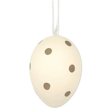 Dekoratives Osterei zum Aufhängen mit Punktmuster.