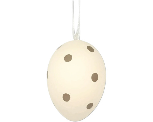 Dekoratives Osterei zum Aufhängen mit Punktmuster.