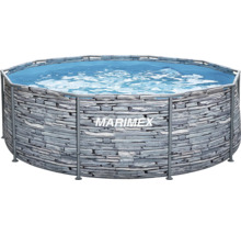 Runder Marimex Rahmenpool in Steinoptik mit Metallgestell.