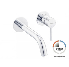 AVITAL Wand-Waschtischarmatur, verchromt, mit gebogenem Auslauf und Einhebelmischer, DVGW zertifiziert.