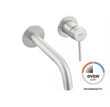 Avital Unterputz-Waschtischarmatur in Edelstahl-Optik gebürstet mit separatem Auslauf und Hebel, DVGW-zertifiziert.