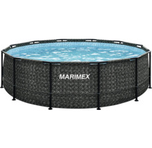 Runder Marimex Aufstellpool mit Metallrahmen und Außenwand in Rattan-Optik