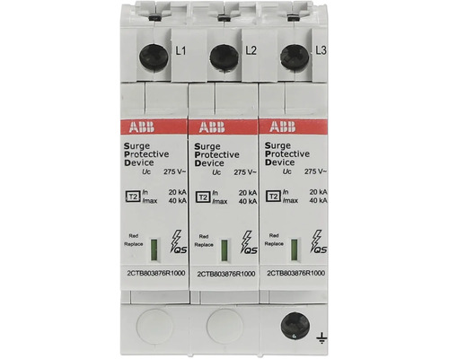 ABB Überspannungsableiter Typ 2 3-polig ABB Überspannungsschutzgerät Typ 2, 3-polig, 275 Volt, 40 Kiloampere maximal.