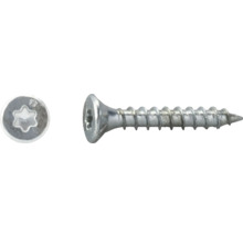 Senkkopfschraube aus Metall mit Sternantrieb in der Draufsicht und Seitenansicht.