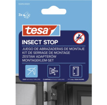 Tesa Logo, Insect Stop Montageklemmen-Set, drei Stück, einfache Montage ohne Bohren durch Klemmen, passend für alle Tesa Türen.