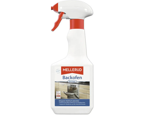 Mellerud Backofen Reiniger in der Sprühflasche zur Entfernung von Eingebranntem auf Glas, Edelstahl und Keramik.