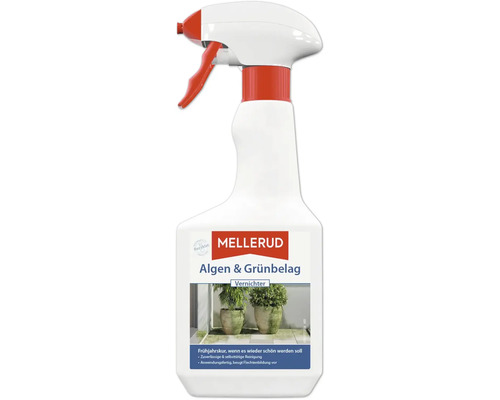 Mellerud Algen & Grünbelag Vernichter Sprühflasche aus recyceltem Material zur Reinigung von Belägen auf Außenflächen.