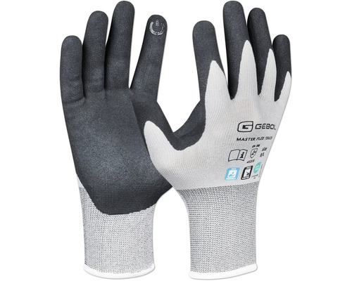 GEBOL Arbeitshandschuhe Master Flex Touch Gr. 10 Gebol Master Flex Touch Arbeitshandschuhe mit Nitril-Beschichtung und Touchscreen-Funktion für die Bedienung von Displays. Gebol Logo.