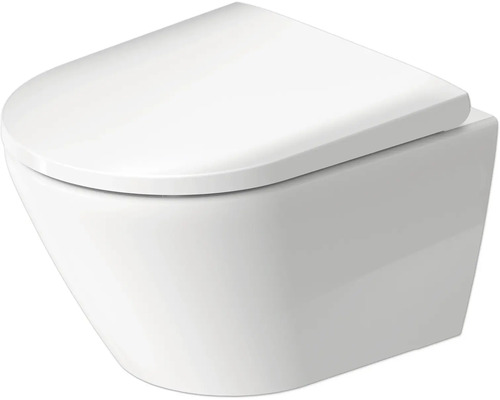 Wand-WC mit WC-Sitz, randloses Design aus Keramik.