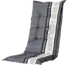 Graue Madison Hochlehner-Auflage mit Karomuster und vertikalem Textstreifen