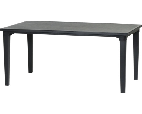 Rechteckiger Gartentisch aus Kunststoff in Anthrazit.
