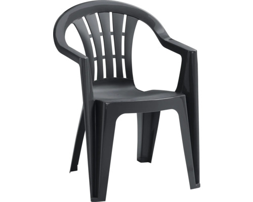 Stapelbarer Gartenstuhl aus Kunststoff in Schwarz