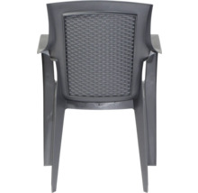 Stapelsessel aus Kunststoff in Anthrazit mit Rückenlehne in Flechtoptik für Garten und Balkon