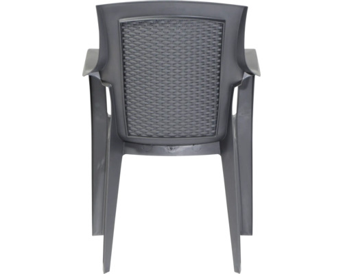Stapelsessel aus Kunststoff in Anthrazit mit Rückenlehne in Flechtoptik für Garten und Balkon