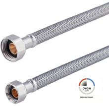 Flexibler Anschlussschlauch aus Edelstahlgeflecht mit DVGW Zertifizierung für Armaturen.