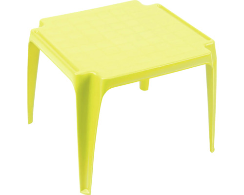 Quadratischer Kindertisch aus Kunststoff in Limegrün.