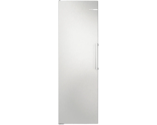 Bosch Kühlschrank in Edelstahl-Optik mit vertikalem Stangengriff.