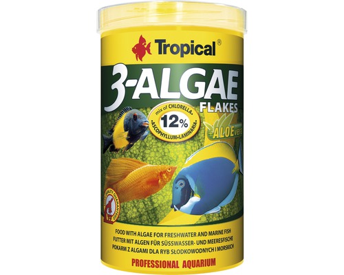 Flockenfutter Tropical 3-Algae Flakes 1 l Tropical 3-Algae Flakes Fischfutter für Süßwasser- und Meerwasserfische