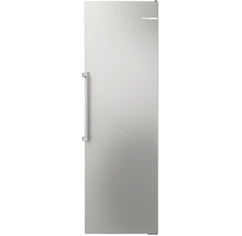 Bosch Stand-Gefrierschrank aus Edelstahl mit vertikalem Stangengriff.