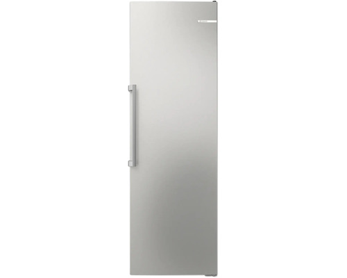 Bosch Stand-Gefrierschrank aus Edelstahl mit vertikalem Stangengriff.