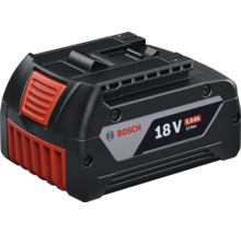Bosch Akkupack 18 Volt 5,0 Amperestunden Lithium-Ionen in Schwarz und Rot.