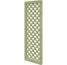 Rankgitter aus Holz mit diagonalem Gittermuster und Rahmen.