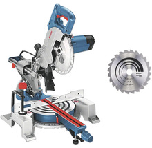 Bosch Kapp- und Gehrungssäge inklusive zusätzlichem Kreissägeblatt für präzise Schnitte in Holz.