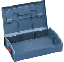 Offener, leerer Werkzeugkoffer aus blauem Kunststoff für Systemboxen.