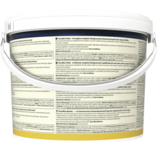 TetraMin Flakes Hauptfutter für Zierfische im großen weißen Eimer, Rückansicht mit detaillierten Produktinformationen in mehreren Sprachen.