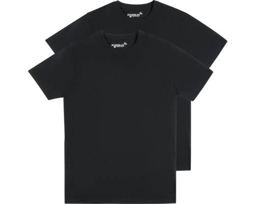 Zwei schwarze T-Shirts von Scheibler Workwear mit Rundhalsausschnitt.