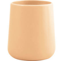 Abgerundeter Zahnputzbecher aus Keramik in Apricot für das Badezimmer.