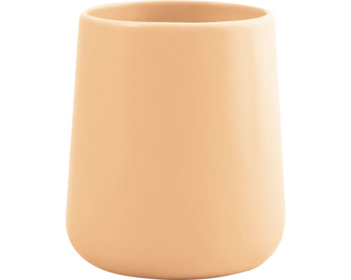 Abgerundeter Zahnputzbecher aus Keramik in Apricot für das Badezimmer.